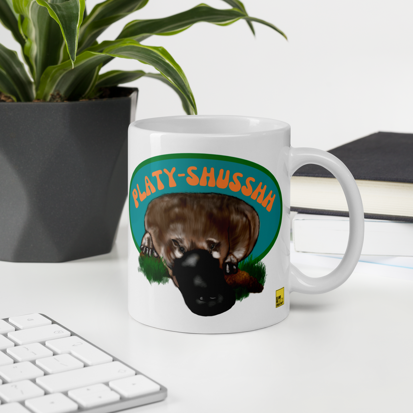 Platypus Mug - "Platy-shhusshh" - ElmsCreative