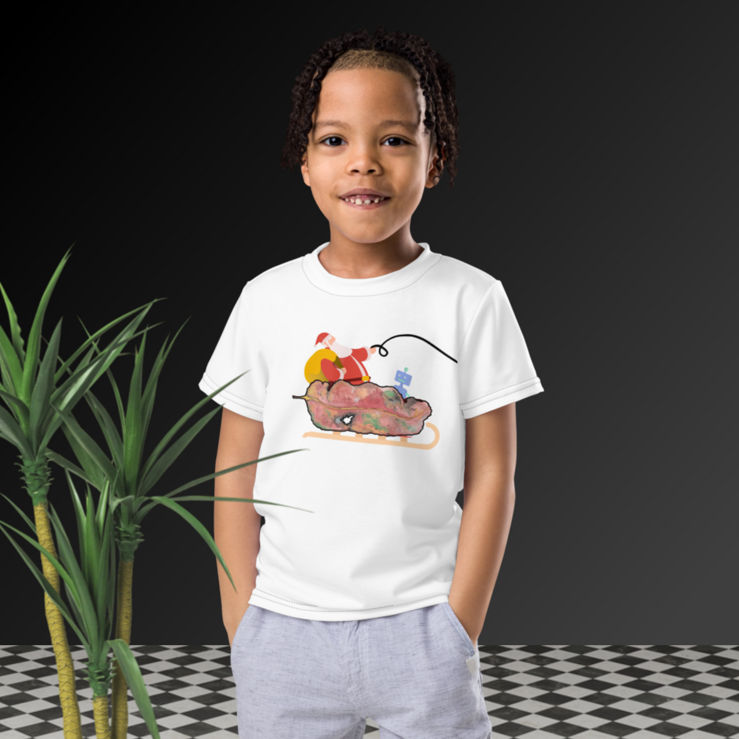 Chrissy Tee - Kids - GUM LEAVES - Santa's Sleigh T Shirt - ElmsCreative