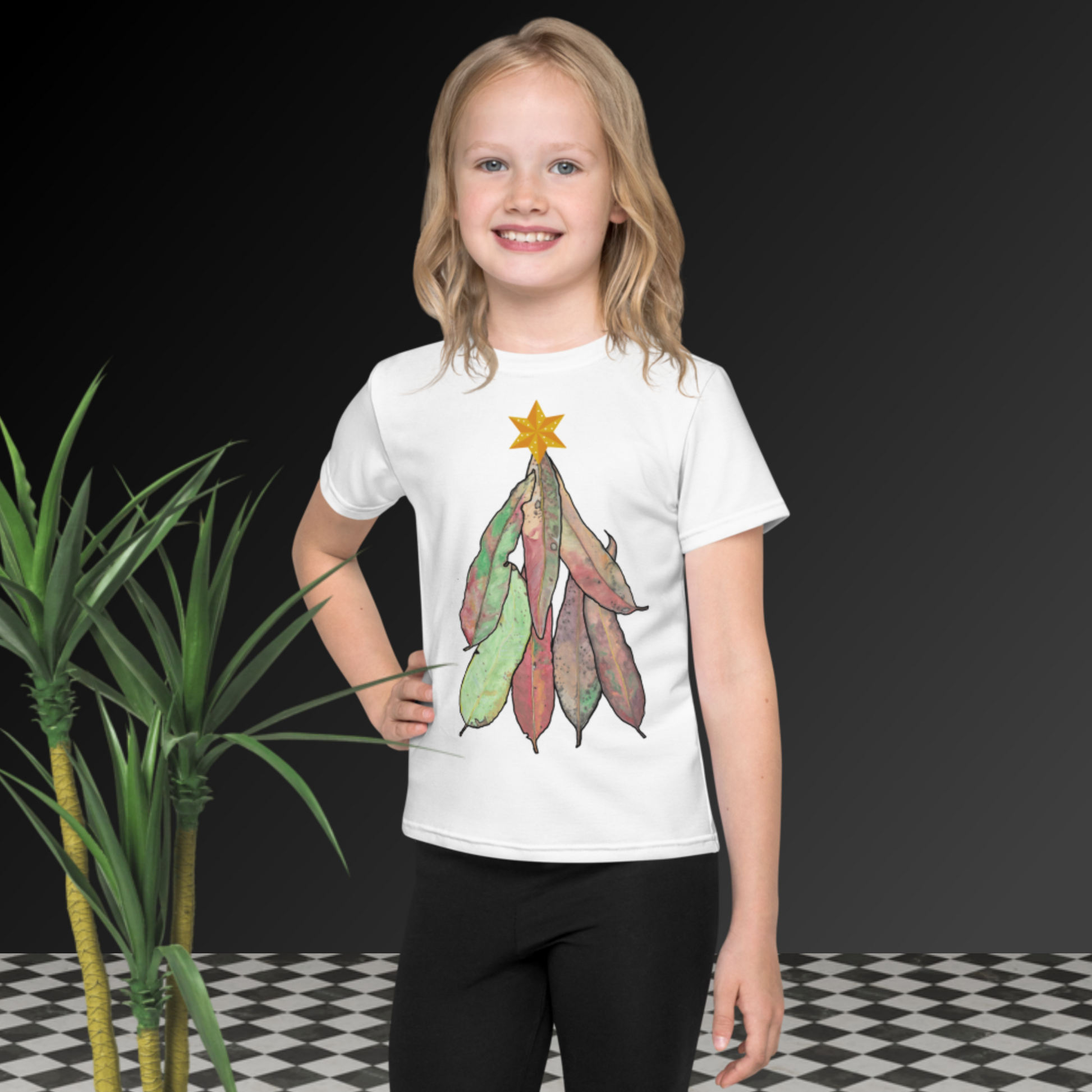 Chrissy Tee - Kids - GUM LEAVES - Christmas Tree T shirt - ElmsCreative