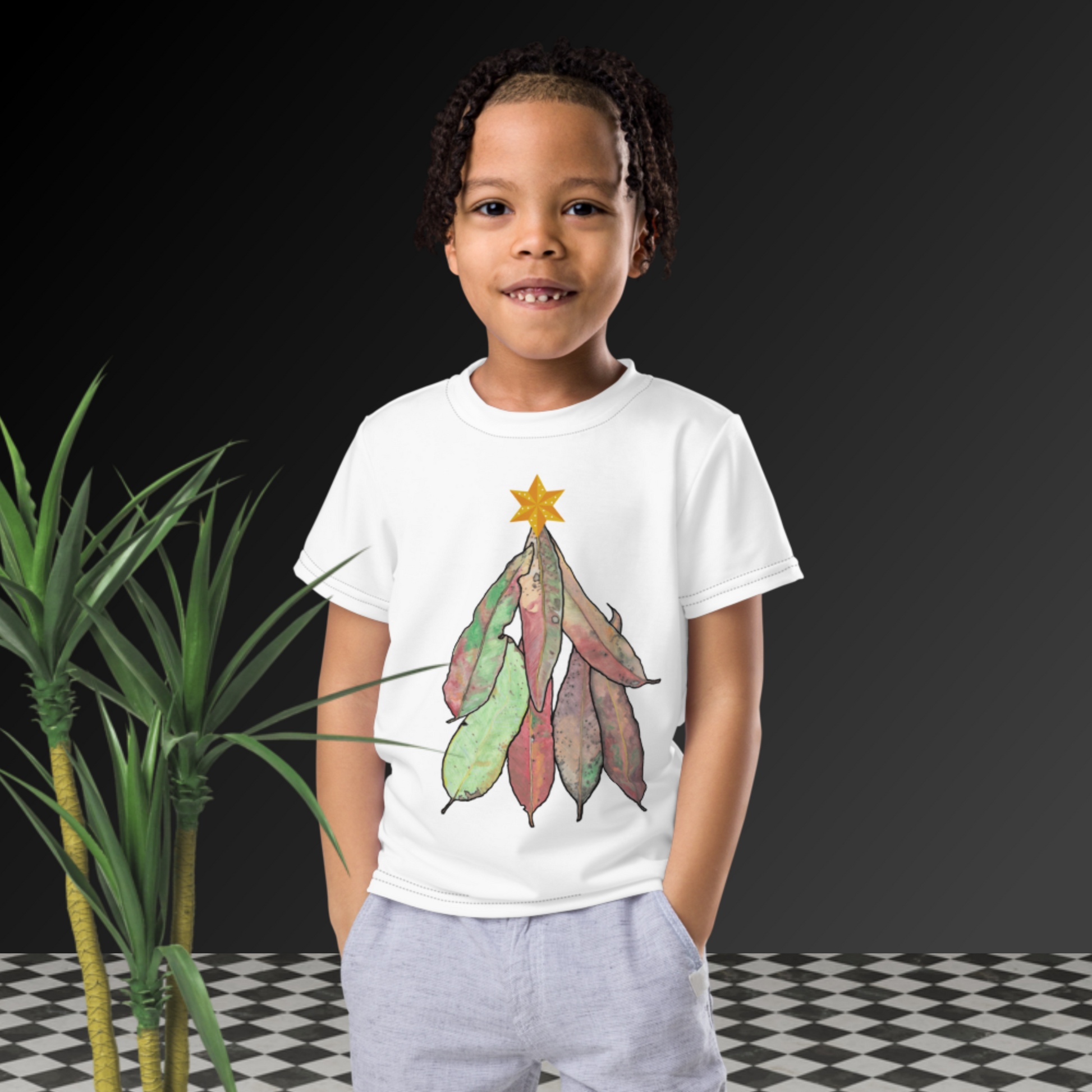 Chrissy Tee - Kids - GUM LEAVES - Christmas Tree T shirt - ElmsCreative