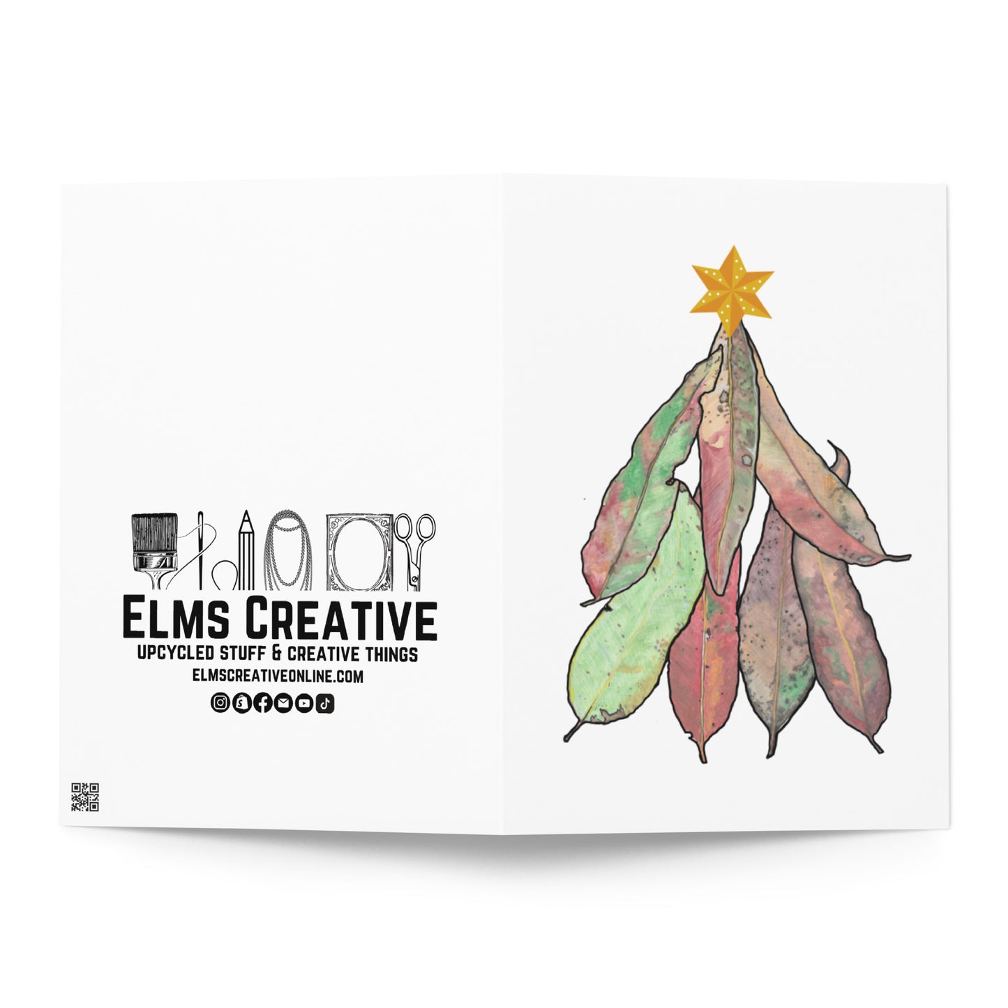 GUM LEAVES - Christmas Tree Christmas Card - ElmsCreative